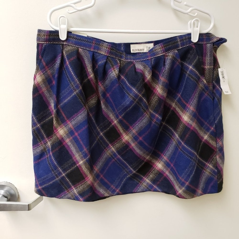 Old Navy Purple Plaid Mini Skirt